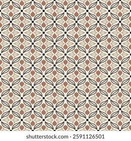 Geometric Pattern - Flowers, Leaves and Spades (Pantone Color of the Year 2025) - Repeating Vector Image; Easily Editable; Endless Design; Colorful lIlustration. Print for Gift Paper, Packaging, etc.