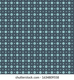 Geometric pattern of flowers. Seamless vector background. navy and light blue ornaments. Ornaments for fabrics, wallpapers, packaging, decorative printing