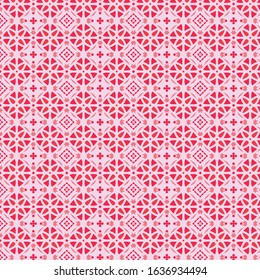 Geometric pattern of flowers. Seamless vector background.Pink colors ornaments. Ornaments for fabrics, wallpapers, packaging, decorative printing,Valentine Background