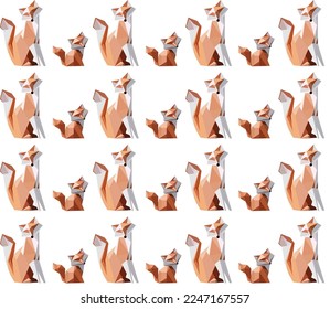 geometric pattern fox and baby  from triangles