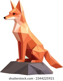 Geometric Pattern Fox in the style of Low Polygon