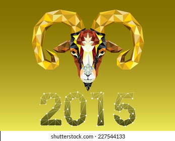 Geometric pattern goat. Vector illustration. Chinese astrological sign. 