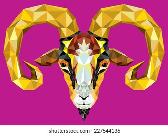 Geometric pattern goat. Vector illustration. Chinese astrological sign. 