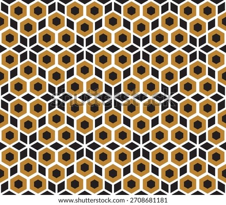 Geometric Pattern in Gold and Black. Elegant Arabesque Seamless Background for Luxury Decoration and Graphic Design.