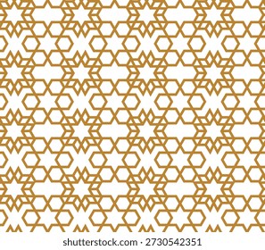Geometric Pattern in Gold. Elegant Arabesque Seamless Background for Luxury Decoration and Graphic Design.