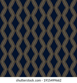 Geometric pattern. Gold on dark blue background. Abstract lines ornament. Trendy wallpaper or fabric print