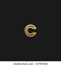 Geometric pattern and GOLDEN color C letter icon based minimal logo