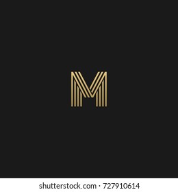 Geometric Pattern And GOLDEN Color M Letter Icon Based Minimal Logo