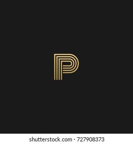 Geometric pattern and GOLDEN color P letter icon based minimal logo