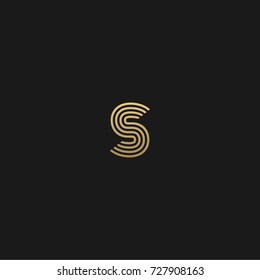 Geometric pattern and GOLDEN color S letter icon based minimal logo