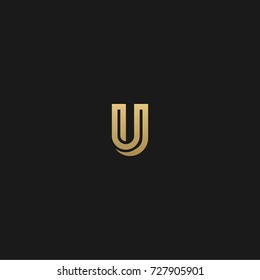 Geometric pattern and GOLDEN color U letter icon based minimal logo