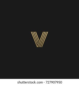 Geometric Pattern And GOLDEN Color V Letter Icon Based Minimal Logo