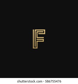 Geometric pattern and GOLDEN colour F letter icon based minimal logo