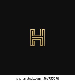 Geometric Pattern And GOLDEN Colour H Letter Icon Based Minimal Logo