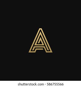 Geometric Pattern And GOLDEN Colour A Letter Icon Based Minimal Logo