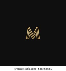 Geometric pattern and GOLDEN colour M letter icon based minimal logo