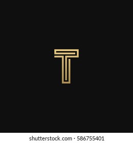 Geometric pattern and GOLDEN colour T letter icon based minimal logo