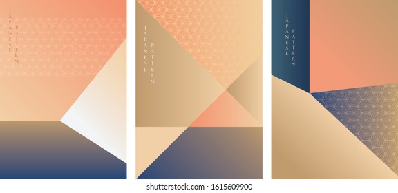Geometric pattern with gradient background vector. Japanese elements layout design.