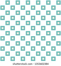 Geometric pattern. Green square ornaments wallpaper. Simple and modern shape design. Abstract art. Decorative print for fabrics, textile, wrapping paper. Chequered texture. Mosaic background - Vector