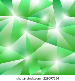 Geometric pattern with green triangles background, stock vector
