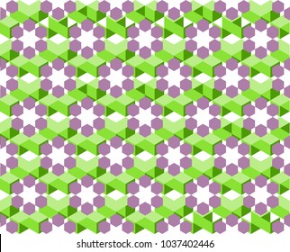 Geometric pattern of green and ultra violet colors isolated on white background - Vector illustration. Use as background, backdrop, montage, or texture in website, UI, app, logo, or graphic design.