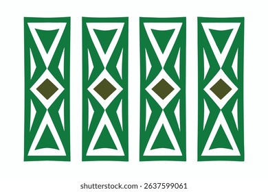 Geometric pattern in green and white on a transparent background suitable for designs