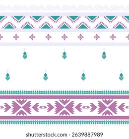 geometric pattern Green,purple pastel.Native American tribal fabric,design vector for woven textile printing,tile,motifs,carpet,cards,picture books,ethnic boho indian texture ornament seamless pattern