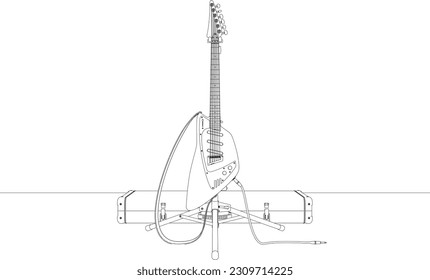 geometric pattern guitar instrument on vertical stand