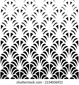 Geometric pattern. Halftone diamond background. Abstract flowers gradient. Black and white fading texture for design prints. Faded triangle shape. Backdrop fades geometry. Vector illustration