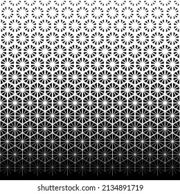 Geometric pattern. Halftone diamond background. Abstract geometric gradient. Black and white fading texture for design prints. Faded triangle shape. Backdrop fades geometry. Vector illustration