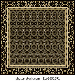 Geometric Pattern with hand-drawing floral ornament. illustration. For fabric, textile, bandana, scarg, print.