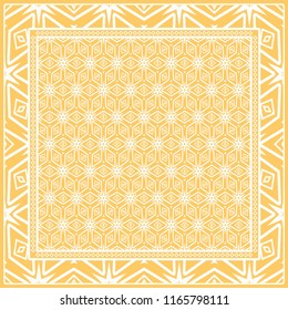Geometric Pattern with hand-drawing floral ornament. illustration. For fabric, textile, bandana, scarg, print