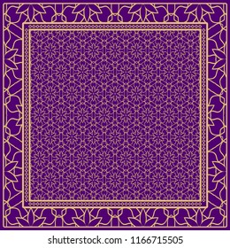 Geometric Pattern with hand-drawing floral ornament. illustration. For fabric, textile, bandana, scarg, print