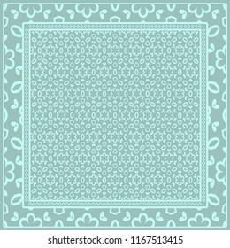 Geometric Pattern with hand-drawing floral ornament. illustration. For fabric, textile, bandana.
