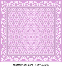 Geometric Pattern with hand-drawing floral ornament. illustration. For fabric, textile, bandana.