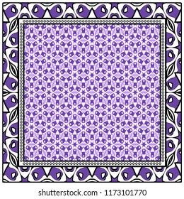 Geometric Pattern with hand-drawing floral ornament. illustration. For fabric, textile, bandana