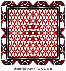 Geometric Pattern with hand-drawing floral ornament. illustration. For fabric, textile, bandana, scarg, print.
