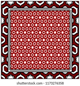 Geometric Pattern with hand-drawing floral ornament. illustration. For fabric, textile, bandana