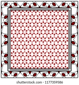 Geometric Pattern with hand-drawing floral ornament. illustration. For fabric, textile, bandana