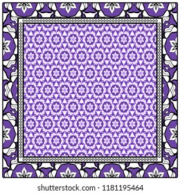 Geometric Pattern with hand-drawing floral ornament. illustration. For fabric, textile, bandana