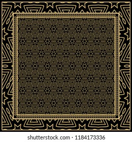 Geometric Pattern with hand-drawing floral ornament. illustration. For fabric, textile, bandana.