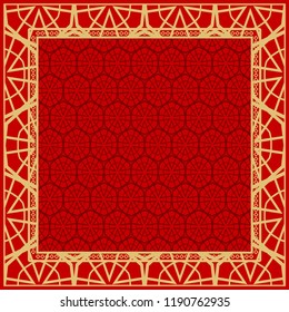 Geometric Pattern with hand-drawing floral ornament. illustration. For fabric, textile, bandana