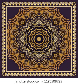 Geometric Pattern with hand-drawing floral ornament. illustration. For fabric, textile, bandana, scarg, print.