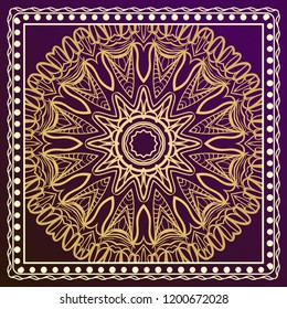 Geometric Pattern with hand-drawing floral ornament. illustration. For fabric, textile, bandana, scarg, print.