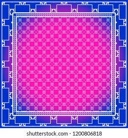 Geometric Pattern with hand-drawing floral ornament. Vector illustration. For fabric, textile, bandana, scarg, print.