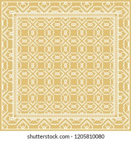 Geometric Pattern with hand-drawing floral ornament. Vector illustration. For fabric, textile, bandana, scarg, print.
