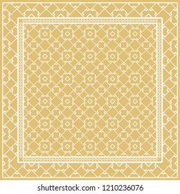 Geometric Pattern with hand-drawing floral ornament. Vector illustration. For fabric, textile, bandana, scarg, print.