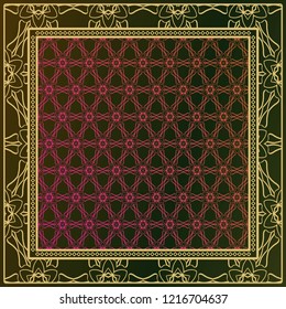 Geometric Pattern with hand-drawing floral ornament. Vector illustration. For fabric, textile, bandana, scarg, print.