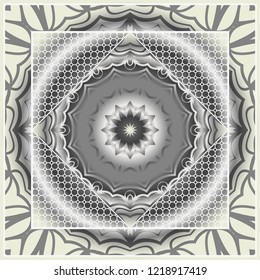 Geometric Pattern with hand-drawing floral ornament. illustration. For fabric, textile, bandana, scarg, print.