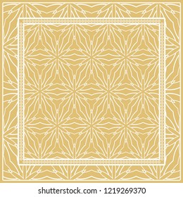 Geometric Pattern with hand-drawing floral ornament. Vector illustration. For fabric, textile, bandana, scarg, print.